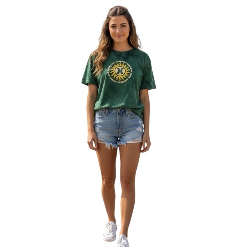 Hurley green t-shirt size large crop size large
